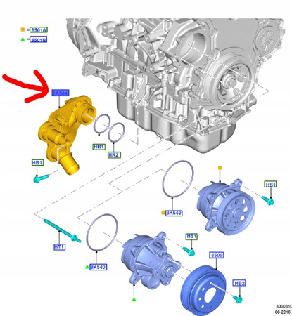 KRÓCIEC POMPY WODY 2.0 EcoBlueFORD TRANSIT RANGER 2380746 _ GK2Q-8A544-BA