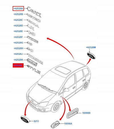 EMBLEMAT ZNACZEK FORD C-MAX Mk1 2007-2010 Mk2 _ 1721056 _ 7M51-R42528-AE