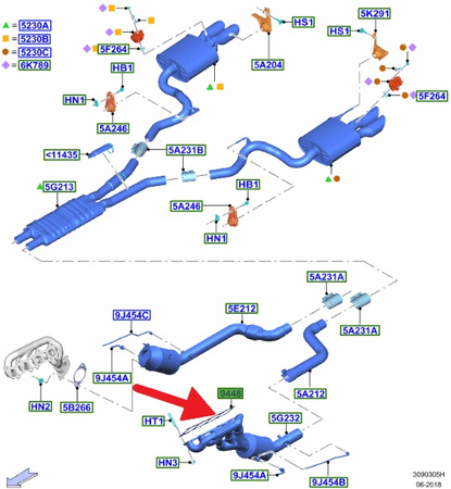USZCZELKA KOLEKTORA WYDECHOWEGO 5.0 MUSTANG 15- OE 2001865 _ GR3E-9Y431-AB