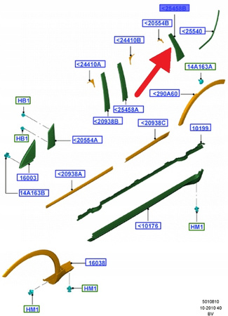 LISTWA PIONOWA DRZWI LEWY TYŁ FORD KUGA 2008- OE 1746260 _ 8V41-S254A43-AB