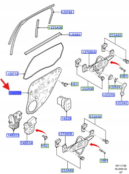 OSŁONA WEWNĘTRZNA DRZWI FOCUS MK2 2004- 1480306 _ 4M51-A045H23-BB