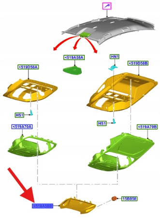 KONSOLA DACHU FORD C-MAX Mk2 2012- OE 1764215 _ AM51-U519C66-CB3AM1