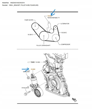 Napinacz paska klinowego - Mazda 3 BP BM/BN_PE0315980B