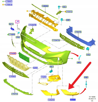 LISTWA ZDERZAKA LEWY PRZÓD FORD FOCUS 2018- 22 OE 2345042 _ JX7B-17B636-UA