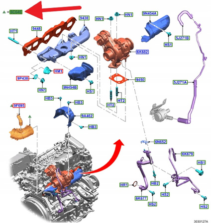 RURA DOLOT TURBO 2.0 ECOBLUE FORD KUGA EDGE SMAX 2339800 _ HG9Q-9G944-AE