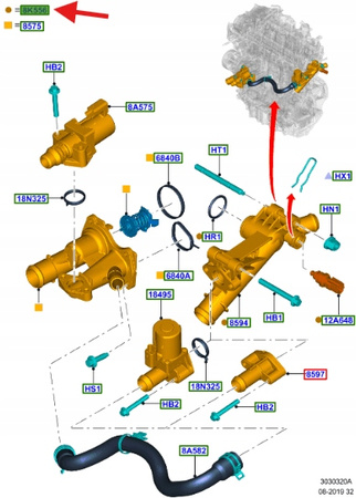 KRÓCIEC UKŁADU CHŁODZENIA Z CZUJNIKIEM 1.6 EB FORD 1831795 _ BM5G-8K556-FA