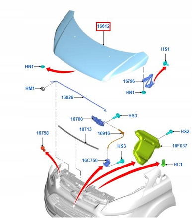 MASKA POKRYWA SILNIKA FORD TOURNEO CUSTOM 2012-18