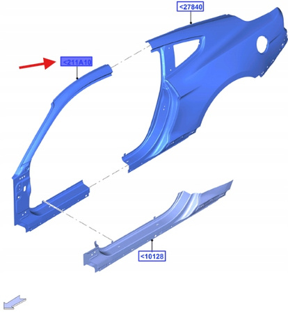 RAMA DRZWI PRAWA FORD MUSTANG MK6 2015- COUPE OE 2546573 _ FR3B-63211A10-AT