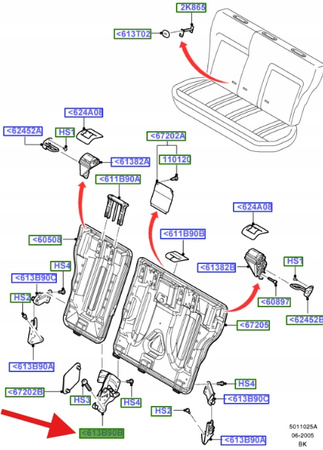 ZAWIAS OPARCIA SIEDZENIA TYŁ FIESTA 2001- 2008 OE 1375008 _ 2S61-A613B91-CC