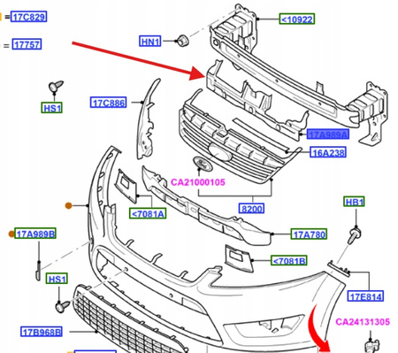 OSŁONA PASA PRZEDNIEGO FORD MONDEO GALAXY 1724993 _ 6M21-17K949-AD