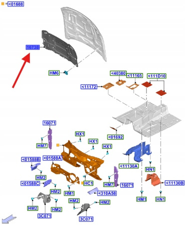 WYGŁUSZENIE MASKI FORD MUSTANG 2015- 2017 OE 2013383 _ GR3B-6316738-BB