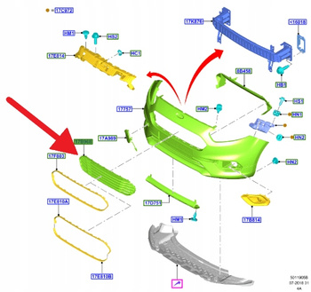 KRATKA GRILLA FORD TRANSIT COURIER 2014- OE 2259523 _ JT76-17B968-AB