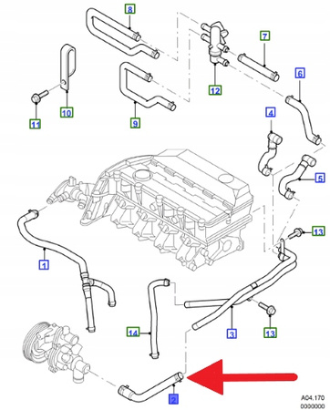 PRZEWÓD POMPY WODY FORD TRANSIT 2000- OE 4045132 _ YC15-18K582-BC