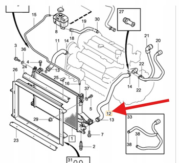 DOLNY LEWY WĄŻ PRZEWÓD CHŁODNICY BENZYNA VOLVO S80 1999- OE 30680916