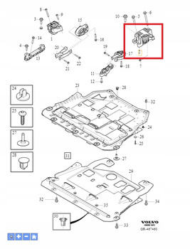 PODUSZKA SILNIKA LEWA VOLVO EX40 XC40 2018- 2.0L B4204 D4204 OE 32224765