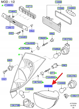 LAMPA TYLNA COFANIA FOCUS 1419081 _ 5M51-15511-AA