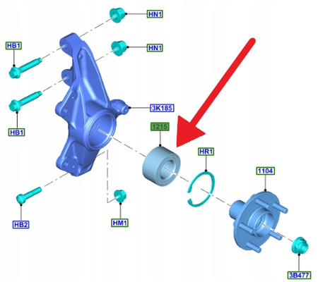 ŁOŻYSKO KOŁA LEWY PRAWY PRZÓD FORD FOCUS Mk4 2018- 2307536 _ JX6C-1215-C1C