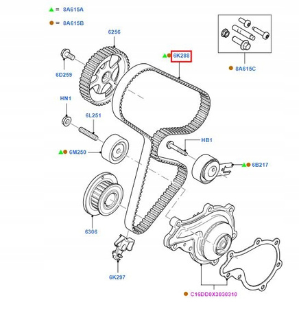 PASEK ROZRZĄDU FORD FOCUS Mk2 C-MAX Mk1 FIESTA Mk7 _ 1373250 _ 3M5Q-6K288-AB