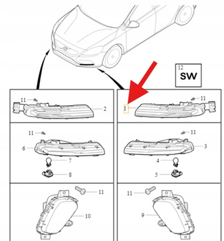 LEWA LAMPA POSTOJOWA DZIENNA DRL LED VOLVO V40 2014- OE 31290578