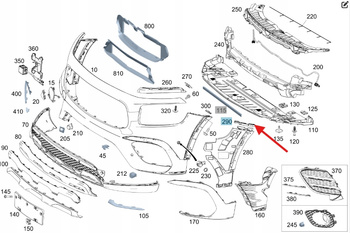 MOCOWANIE ŚLIZG ZDERZAKA LEWY PRZÓD MERCEDES GLB W247 OE A2478857300