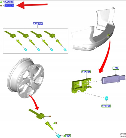 CZUJNIK CIŚNIENIA OPON TPMS TRANSIT CONNECT 2022- 2560719 _ VWN3CA-1A180-AA