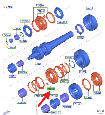 SYNCHRONIZATOR 1 2 BIEGU MT82 2.3 EB MUSTANG 15- OE 5128715 _ BR33-7K160-KB