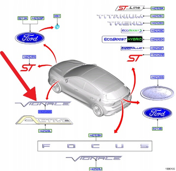 EMBLEMAT VIGNALE NA BŁOTNIK LEWA FORD FOCUS 2018- 2218131 _ JX7B-16B115-AB