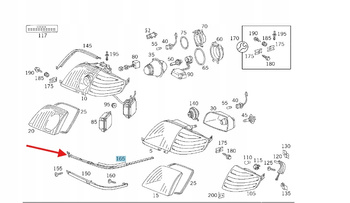 USZCZELKA LAMPY PRAWA PRZEDNIA MERCEDES SL W129 OE A1298261080