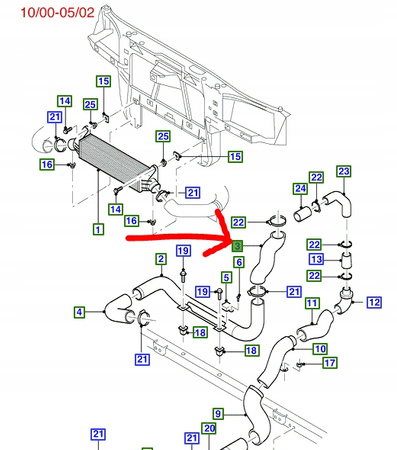 PRZEWÓD INTERCOOLERA FORD MONDEO Mk3 DIESEL _ 1128760 _  1S7Q-6K770-DC