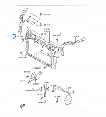 Łącznik prawy wzmocnienia czołowego - Mazda CX-7_EG2153140B