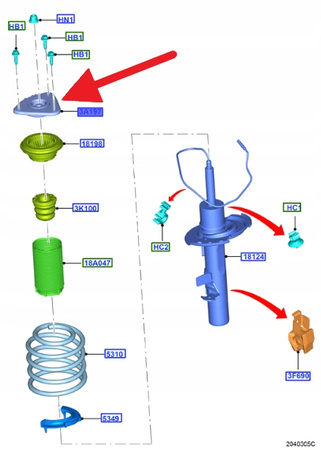 MOOWANIE AMORTYZATORA PRZÓD FORD FOCUS RS 2016- 2033575 _ G1FY-3K155-RB