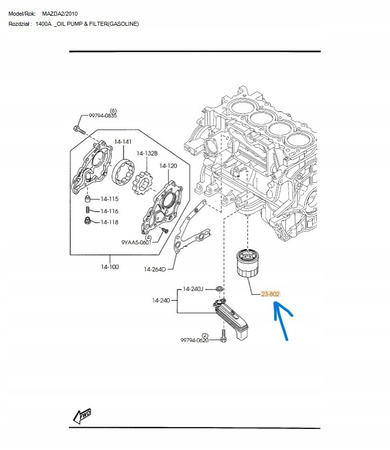 Filtr oleju - Mazda 121 323 626 Demio Xedos 6_B6Y114302A