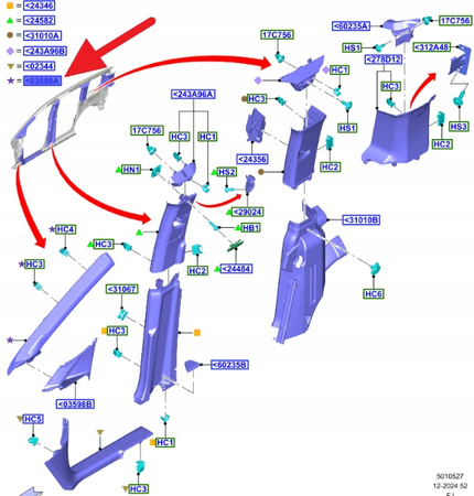 PRAWE WYKOŃCZENIE SŁUPKA A FORD CONNECT 22- 2699859 _ VWN3CA-025K90-DC3Y20