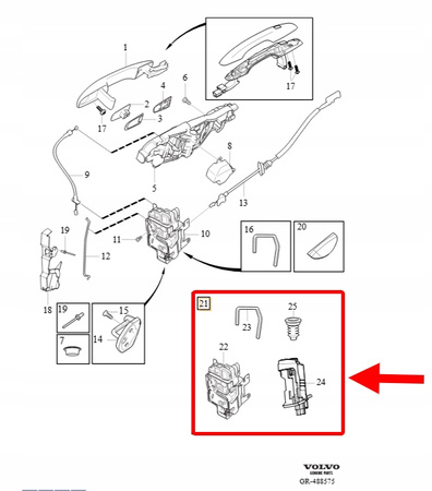 ZAMEK DRZWI PRAWY PRZÓD VOLVO XC90 2016- XC60 XC40 90 OEM/OE 32353630