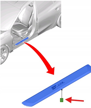 PŁYTKA - BRZEG DRZWI LOGO ST-LINE FORD FOCUS MK4 2544750 _ AMJX7J-132A40-AA