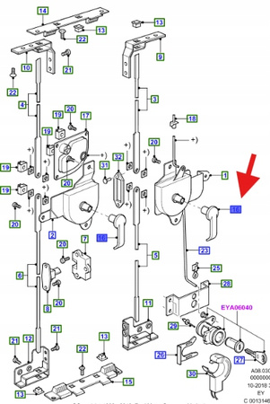 KLAMKA PRAWA ZEWN DRZWI TYŁ TRANSIT 1994- 2000 OE 1086320 _ 94VB-V43400-AC