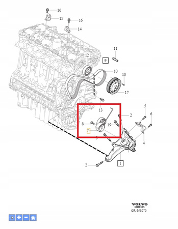 Napinacz paska wielorowkowego Volvo OE 31401286