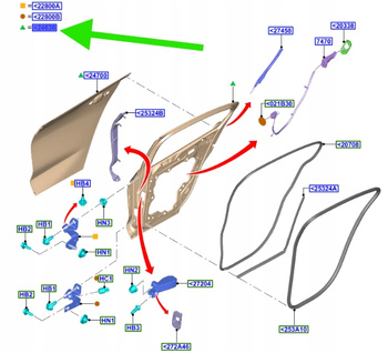 DRZWI PRAWY TYŁ FORD FOCUS HATCHBACK 2018- OE 2577510 _ PJX7B-A24630-AG