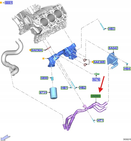 PRZEWÓD OLEJOWY 5.0 V8 FORD MUSTANG 2015- OE 2165157 _ GR33-6N866-EG