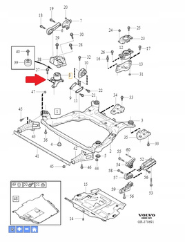 PODUSZKA SILNIKA PRAWA B5 D5 VOLVO XC60 XC70 S60 V60 2011- OE 30671245