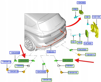 CZUJNIK PARKOWANIA TYŁ FORD FORD FOCUS MONDEO 1911179 _ F1ET-15K859-AA