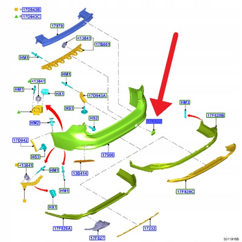 ZAŚLEPKA ZDERZAKA TYŁ FORD FOCUS KOMBI 2018- OE 2292000 _ JX7B-N17K922-JA