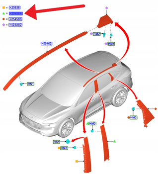 LISTWA DRZWI PRAWY TYŁ FORD KUGA 2020- 2427083 _ LJ6B-S254A40-AB59B8