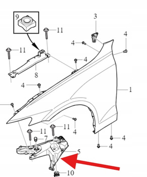 UCHWYT MOCOWANIE BŁOTNIKA PRAWY PRZÓD VOLVO V60 S60 2019- OE 31468232