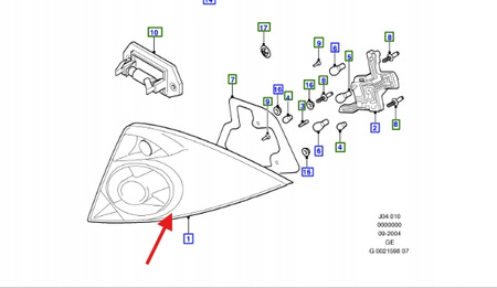 ŚWIATŁO TYLNE LEWA STR FORD MONDEO 2003- 2005 1371859 _ 3S71-13A603-EC