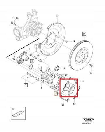 Tylne klocki hamulcowe S90, V90, XC90 OE 32287447