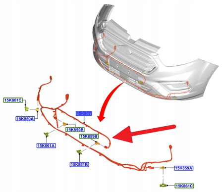 WIĄZKA PRZEDNIEGO ZDERZAKA PDC CUSTOM 2020- OE 2524014 _ KK2T-15K867-BE