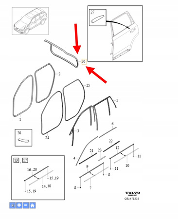 USZCZELKA KLAPY BAGAŻNIKA VOLVO XC90 2016- OEM/OE 32390330