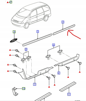 LISTWA PROGU PRAWY TYŁ FORD GALAXY Mk1 1994-2000 _ 1130258 _ 95VW-A25560-CCXWAA