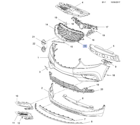 Opel MOKKA atrapa czarna krata grill NOWA - od 2017 - oryginał GM_42506900_